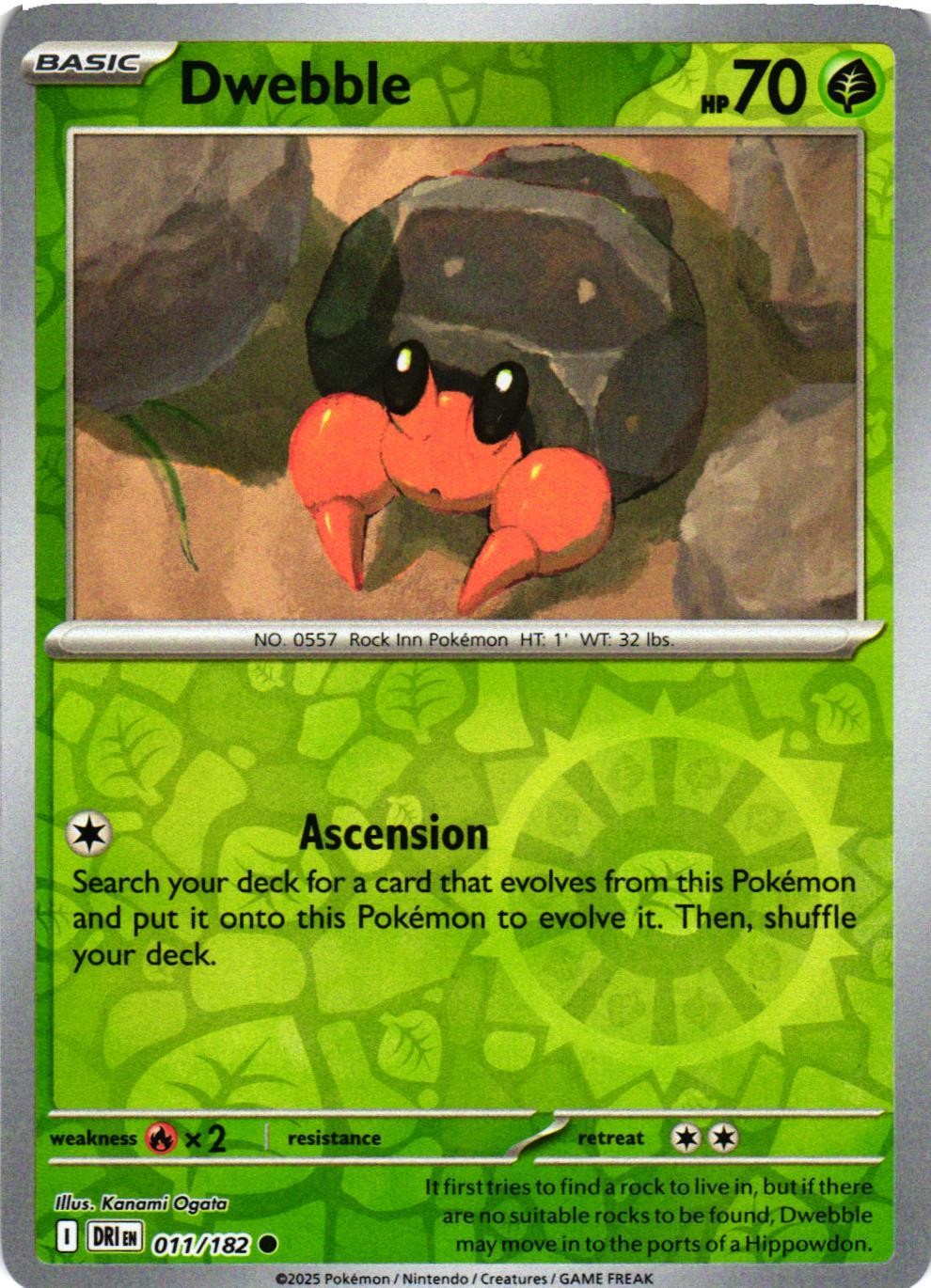 Dwebble Reverse Holo SV10: Destined Rivals 011/182 NM Common