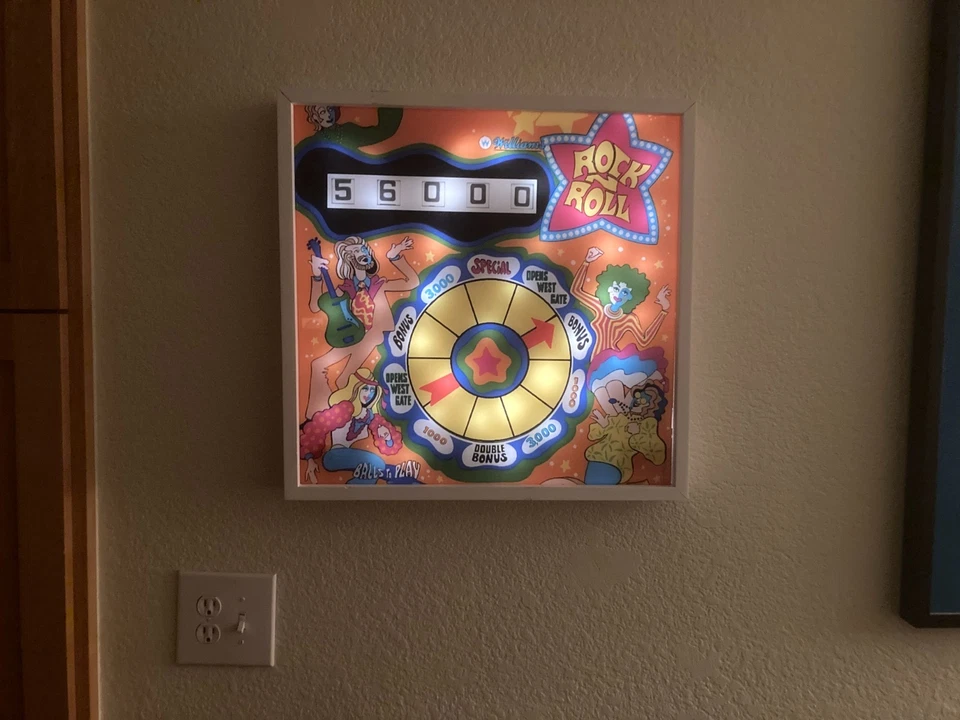 Arte de parede de pinball - "Rock and Roll" - 1970 - Decoração de arcade iluminada por LED - Imagem 3 de 4