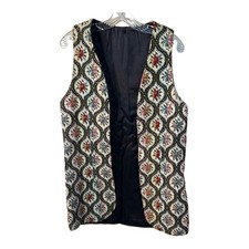 Vintage Sz S/M Tapestry Grandma Y2K Floral Embroidered Patterned Vest