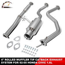 4 Rolled Muffler Tip Catback Exhaust System For 92-00 Honda Civic 2-door4-door 4 Rolled Muffler Tip Catback Exhaust System For 92-00 Honda Civic 2-door4-door