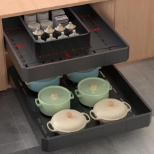 Pull out Cabinet Organizer,Adjustable Width (14"-19") and Depth (17"-24") Exp...