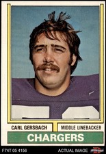 1974 Topps #202 Carl Gersbach Chargers RC Duke / West Chester 4 - VG/EX