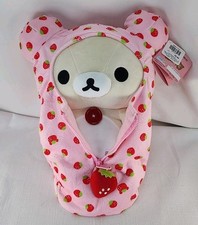 NEW Korilakkuma Bear Strawberry Sleeping Bag 13.5" Plush Toy San-X Rilakkuma