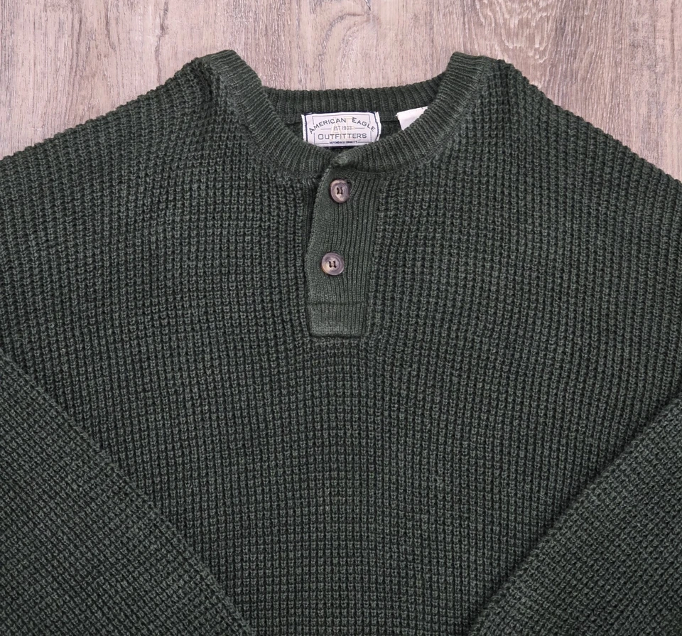 Suéter Vintage American Eagle Outfitters Para Hombre Talla L Tejido Pescador Años 80 90 Y2K Foto 2 de 4