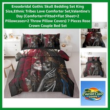 Ultra-Soft 7-Piece King Size Gothic Skull Bed Set - Perfect for Valentine's Day