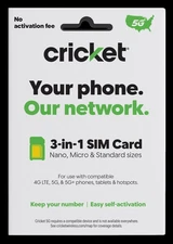 Cricket Wireless 3-in-1 5G SIM Card Kit 0.10 x 3.30 x 5.90 Inches SSGN5010