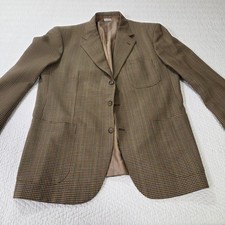 Brioni Bullock  Jones Mens Brown Houndstooth Hand Tailored Blazer Made in Italy