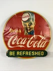 COCA COLA SPRITE BOY Paper Coke Sign double sided VINTAGE Dated 1950 wear