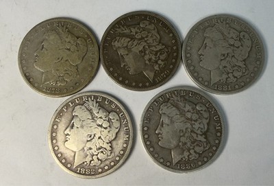 Lot of 5 Mixed date CC Morgan SiIver DoIIar - 90% SiIver