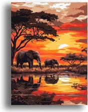 Paint  Numbers Kits for Adults - Elephant DIY Oil Paintings Canvas Acrylic Paint