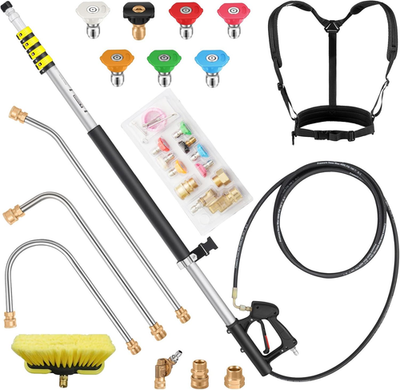 #ad 24FT Telescoping Pressure Washer Extension Wand Aluminum Power Washer Extension $145.93