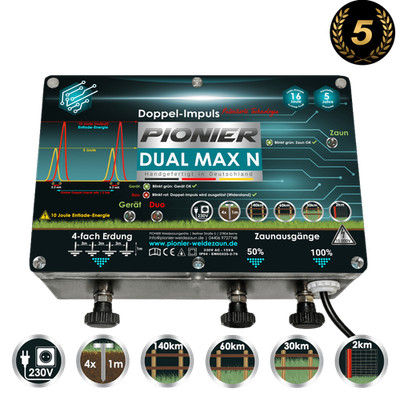Weidezaungerät Pionier Dual MAX N 230V Doppelimpuls Elektrozaun