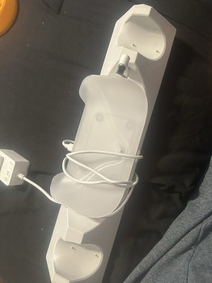 White Wired Charging Dock for Controllers, Plastic Power Adapter Included