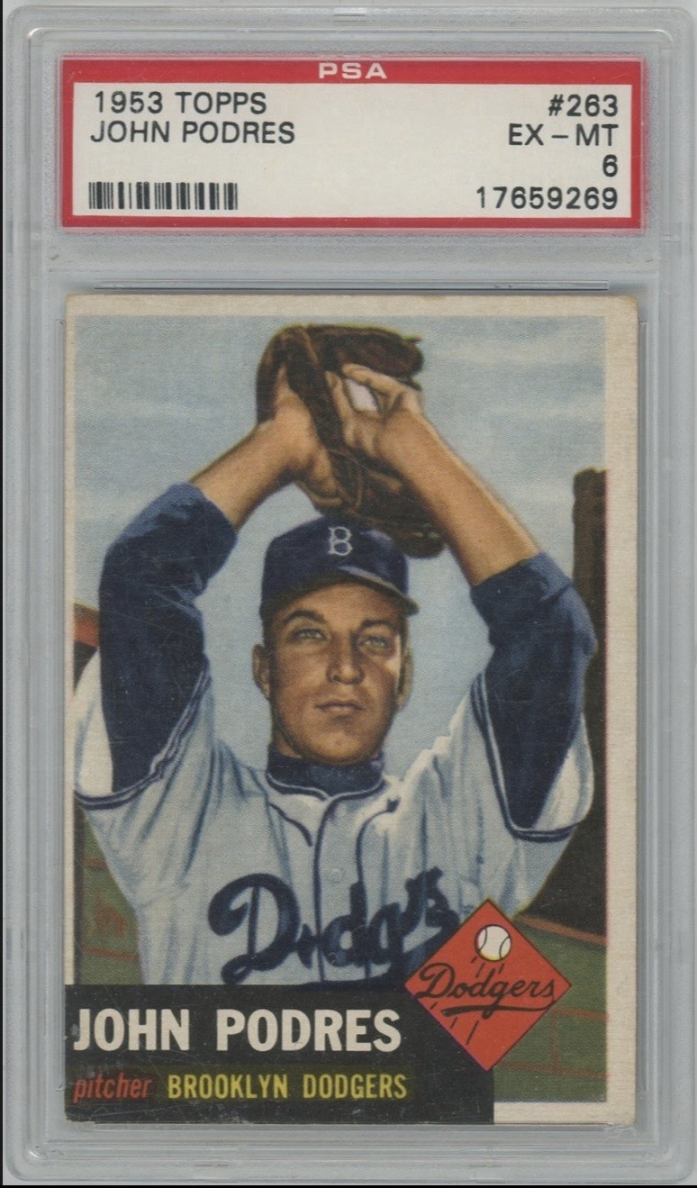 John Podres 1953 Topps #263 RC PSA 6 Brooklyn Dodgers 1st Ever World Series MVP
