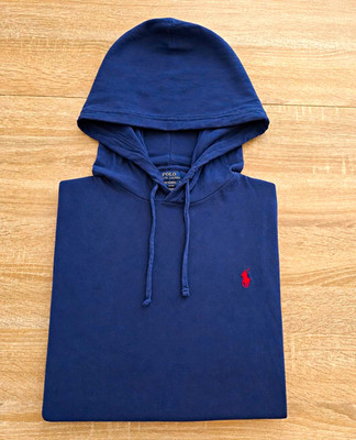 Polo Ralph Lauren Herren Hoodie L Blau Logo Kapuze Langarm Pullover Zugband