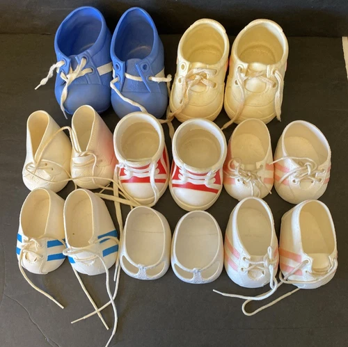 Lot 8 pr Vintage Cabbage Patch Kids SHOES Blue Red White Mary jane Sneakers pink