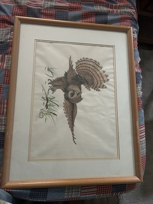 Linn Edwards Framed Realistic Owl Original Signed Drawing OOAK Large