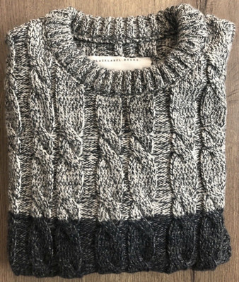 Superdry Herren Strickpullover Zopfmuster Rundhals Langarm Grau Schwarz Gr. M