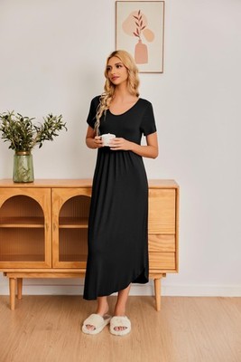 chinese dress ladies LONGYUAN Womens Long Sleeve Casual Dresses Plus Size Dress Maxi Loose  Elastic Swing Dress Fat Black Fl XL at Amazon Women's Clothing store