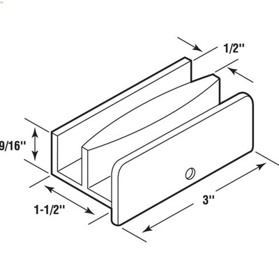 Sliding Shower Door Bottom Guide, 1/2 In. Channels, Plastic Construction Sing...