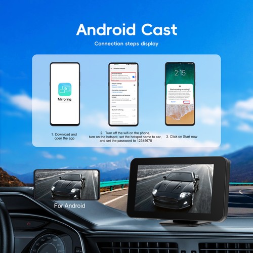 4.7" Zoll Tragbarer Apple CarPlay und Android Auto Wireless Display Autoradio - Bild 5 von 24