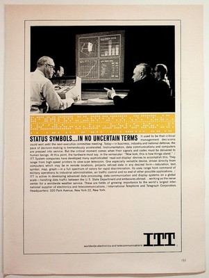 Vintage 1960s ITT Computer Data Display Ad Ephemera New York Tech History
