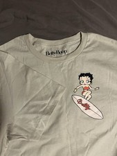 Betty Boop Maliboo Surf Graphic Khaki Crew Ne...