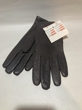 Vintage Italy Cashmere Lined Dark Brown Leather Gloves Size 7-1/2- New With Tags