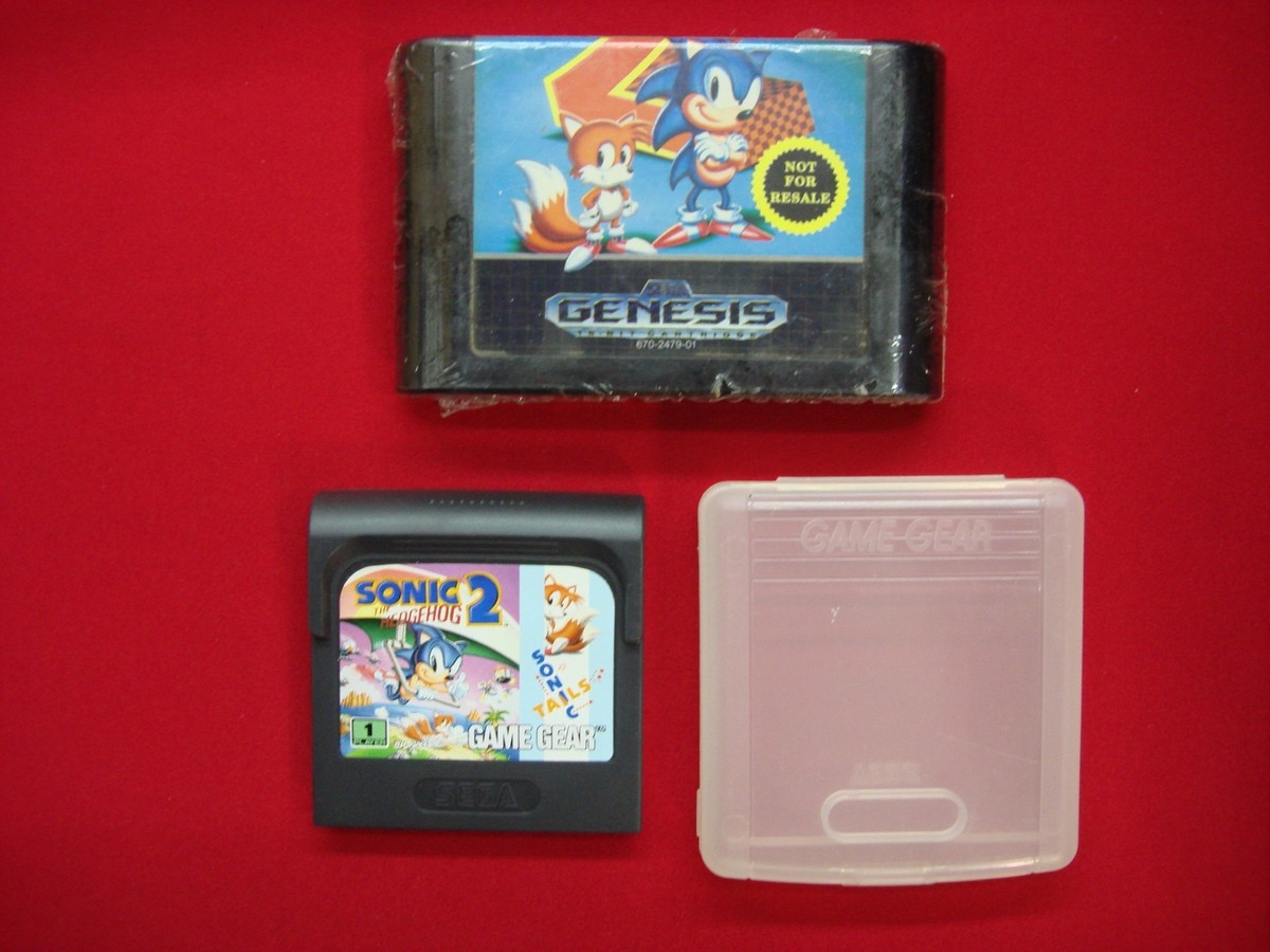 SONIC THE HEDGEHOG 2 SEGA GENESIS & SEGA GAME GEAR w/ CASE WORKS