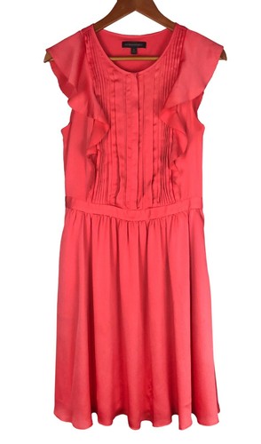 Coral Pink Pintuck Flutter Sleeve Dress 