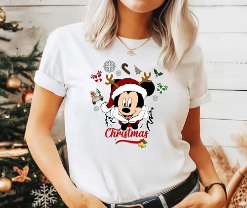 2024 Christmas unisex t-shirt,Night before Christmas party, Mickey Mouse - Picture 3 of 5