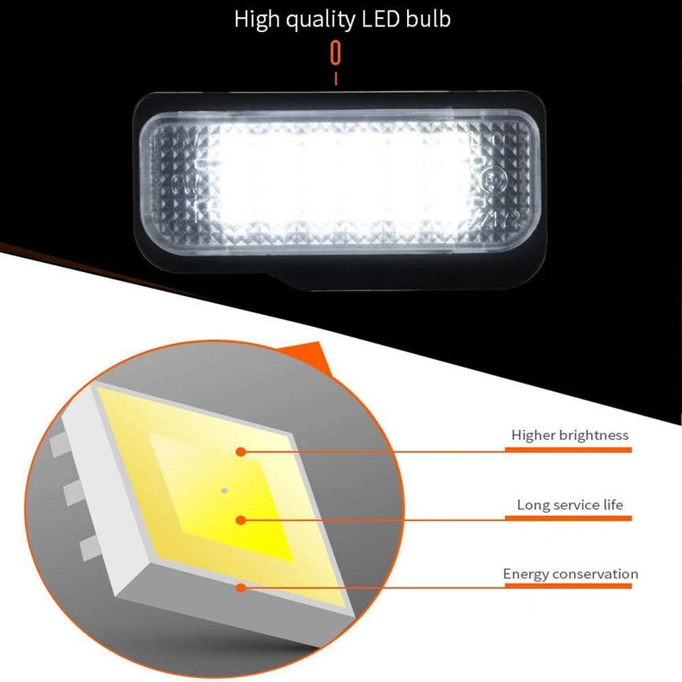 For 2003-2009 Mercedes-Benz E-Class W211 White 18-SMD LED License Plate Lights - Image 3 of 4