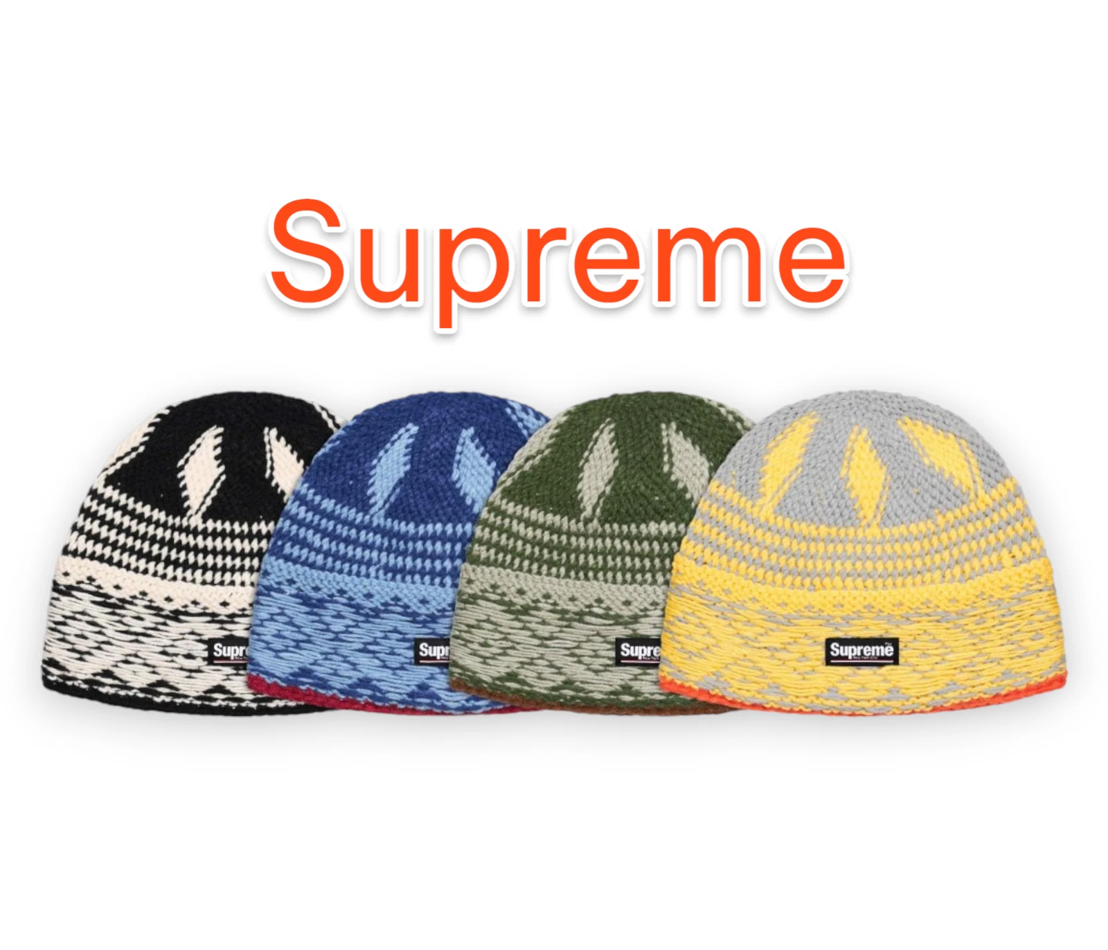 Supreme Diamond Beanie tricot noir bleu olive jaune JAPON NEUF 24FW semaine3