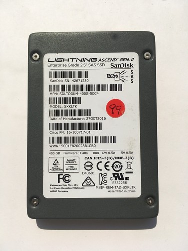 LOT OF 5* SANDISK 400GB 2.5 SAS SSD 12G SDLTODKM-400G LT0400MO *512 FORMAT *99% - Picture 2 of 5
