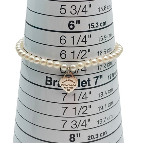 Tiffany & Co. Return to Pearl Ball Heart Bracelet 925 Silver 6 1/2" 5.0g - Picture 2 of 23