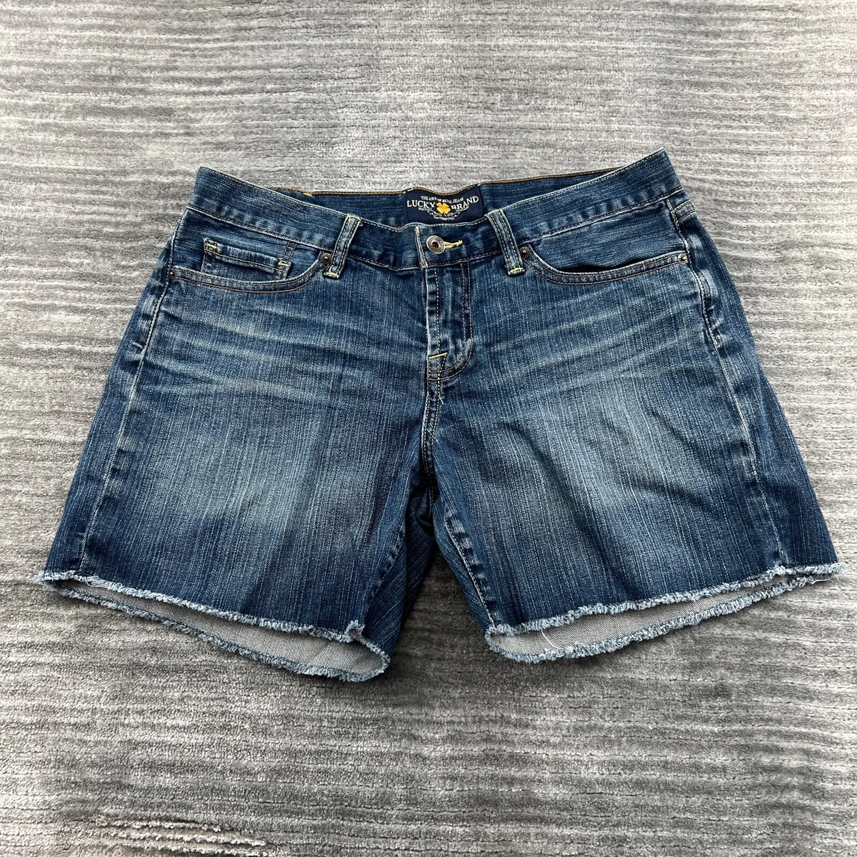 Lucky Brand Shorts Size 8/29 Womens Abbey Short Frayed Stretch Medium Wash  Denim