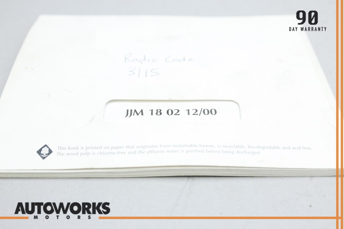 2000 Jaguar XJ8 X308 Drivers Handbook Hand Book Booklet Radio Code