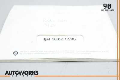2000 Jaguar XJ8 X308 Drivers Handbook Hand Book Booklet Radio Code