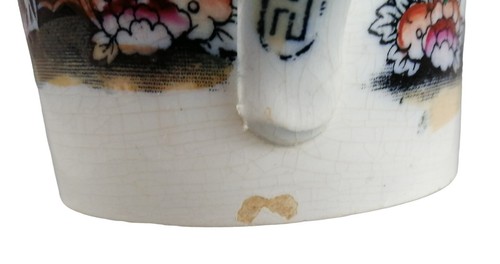 Antique Staffordshire pottery mug, Chinoiserie early stencil print, c. 1810 - Picture 13 of 17