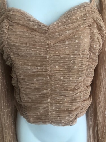 Neu mit Etikett Love X Design nude Langarm Herzausschnitt gerafft Bluse L - Bild 3 von 9
