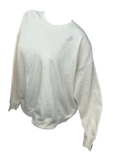 Victoria's Secret Pink Ivy Classic Fleece Rhinestone Sweatshirt Color Beige New