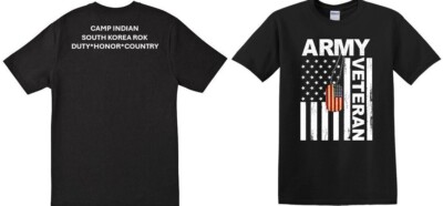 CAMP INDIAN* SOUTH KOREA ROK* TAG*2-SIDED SHIRT*VINYL*OFFICIALLY LICENSED