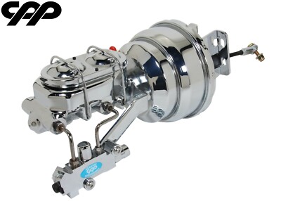 58-64 Chevy Impala 8'' Dual Chrome Power Brake Booster Conversion Kit Disc / Drum