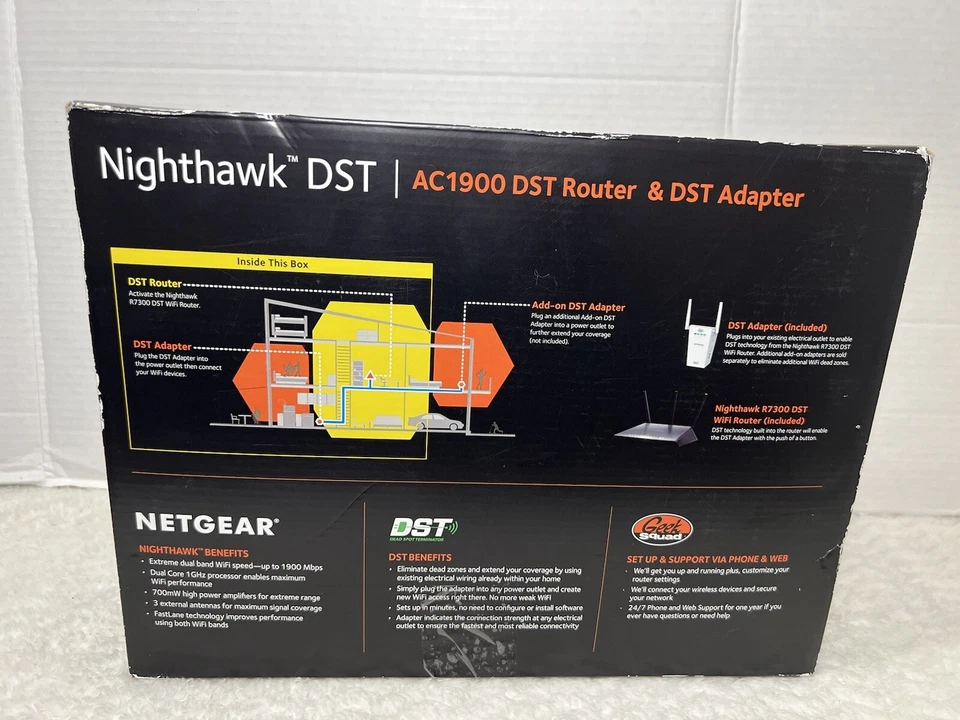 NETGEAR Nighthawk DST AC1900 DST Black Wi-Fi Router & DST Adapter EUC - Image 3 of 4