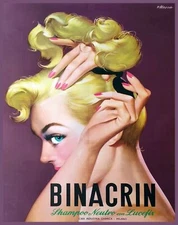 Decorative Poster.Home Room interior wall design.Binacrin Shampoo.Beauty.7918