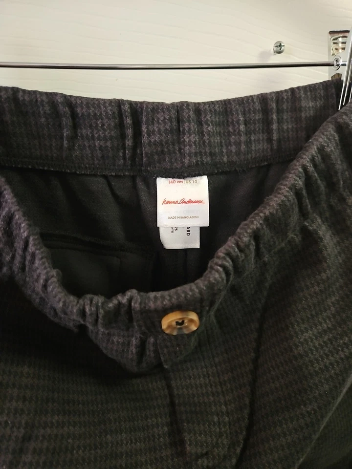 NWT HANNA ANDERSSON TONAL BLACK GINGHAM PULL ON  JACQUARD KNIT PANTS 140 10 $50 - Image 3 of 4