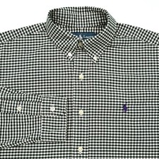 Vtg Polo Ralph Lauren Shirt Mens Gingham Plaid Check Button Down Medium Preppy