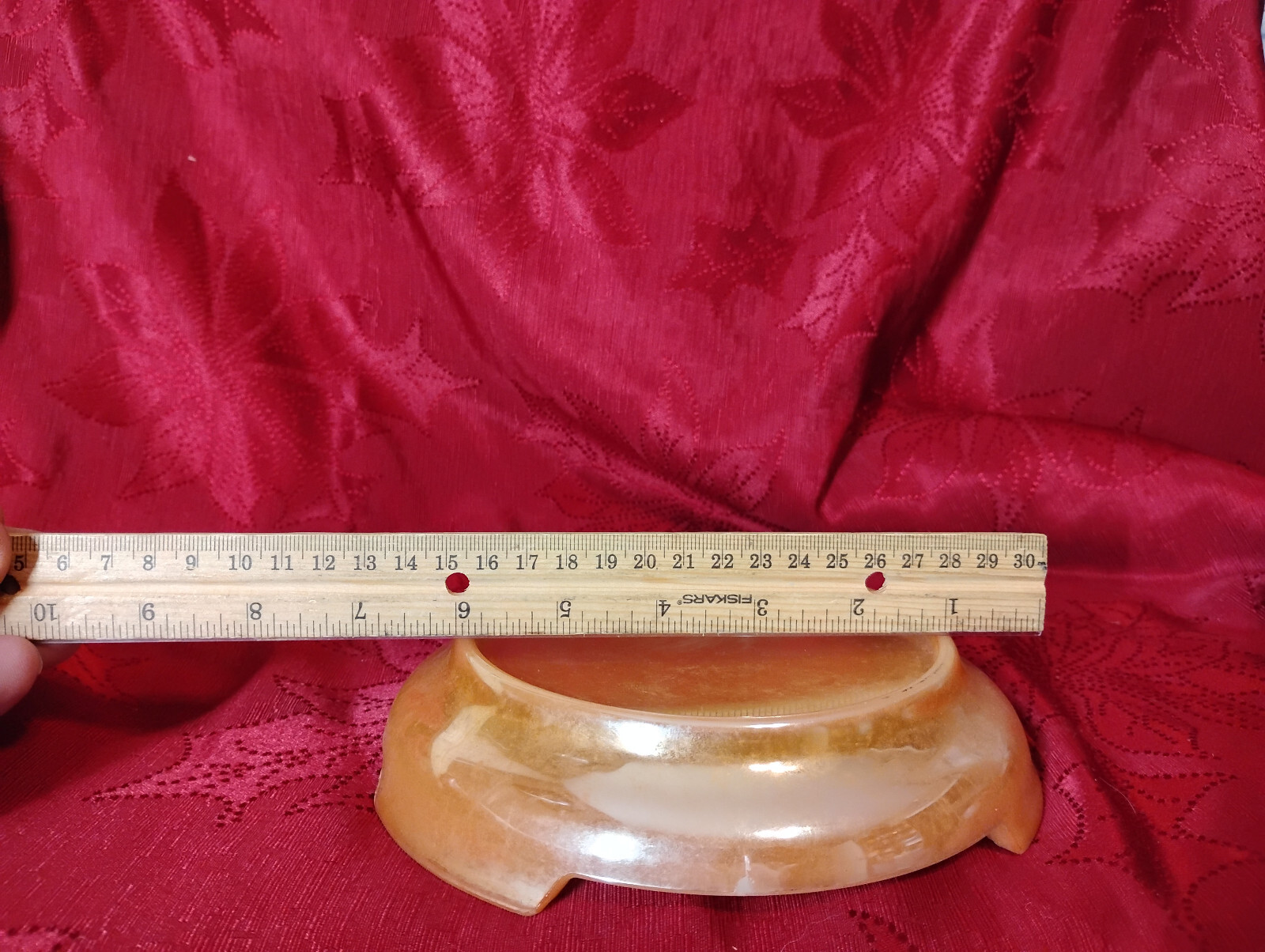 Fire King Anchor Hocking Peach Lustre Ivy Punch Bowl Set With 8 Cups  With Stand