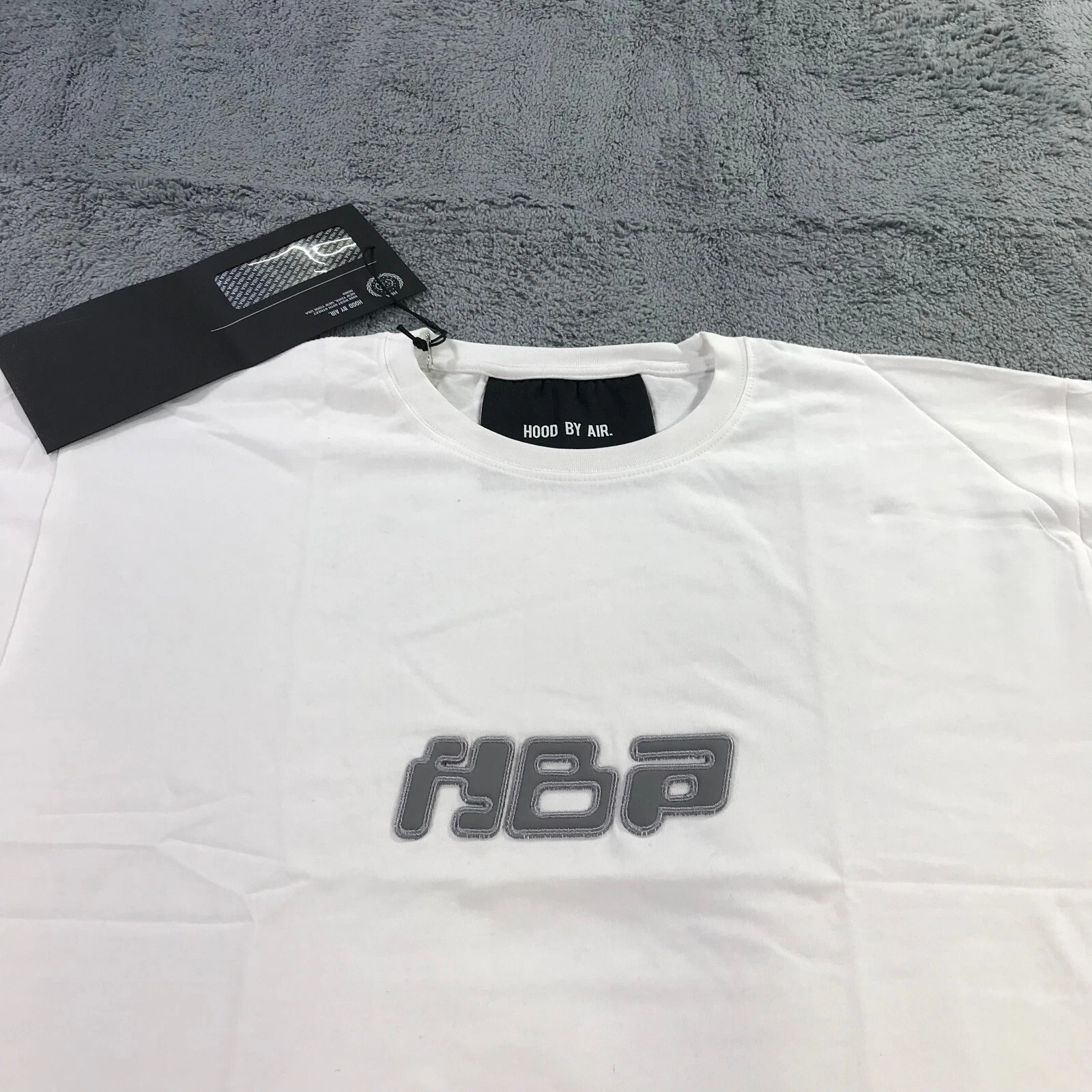 HBA (HOOD BY AIR) Camicia Hood By Air uomo media M HBA bianca grigia manica corta girocollo preppy