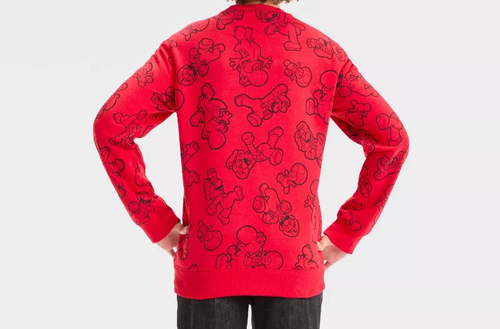 Boys Super Mario Fleece Pullover Sweatshirt - Red Size S - 第 2/2 張圖片